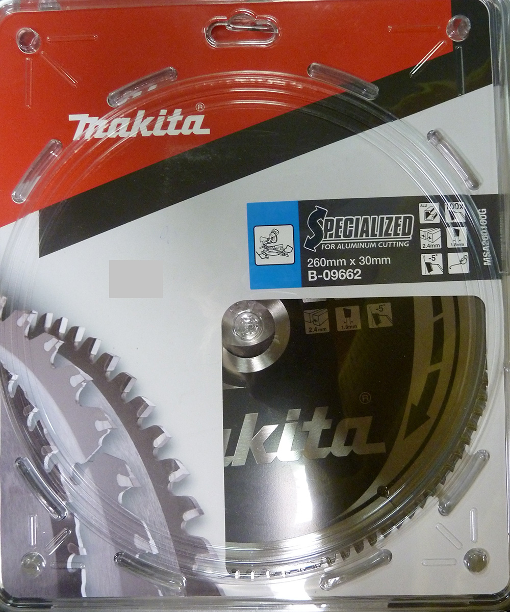 Sagblad for aluminium Makita; 260x2,4x30,0 mm; Z100; -5°