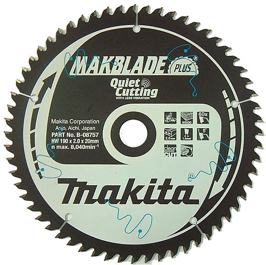 Sagblad for tre Makita MAKBLADE; 190x2x20,0 mm; Z60; 15°