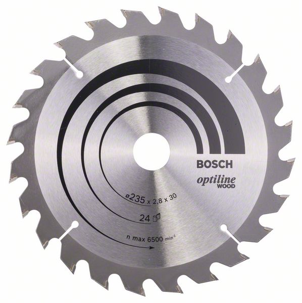 Sagblad for tre Bosch OPTILINE WOOD; 235x2,8x30,0 mm; Z24; 15°