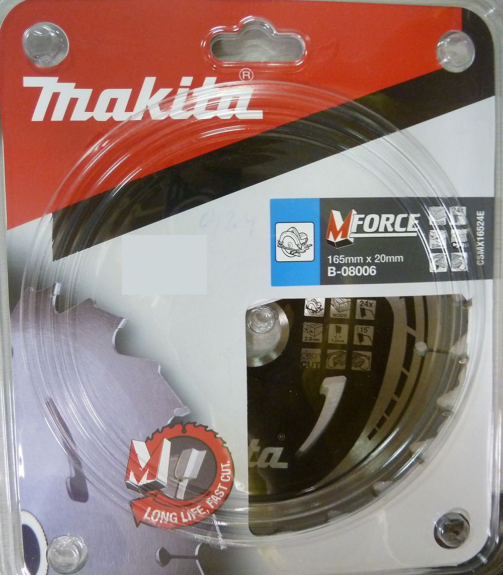 Sagblad for tre Makita MFORCE; 165x2x20,0 mm; Z24; 15°