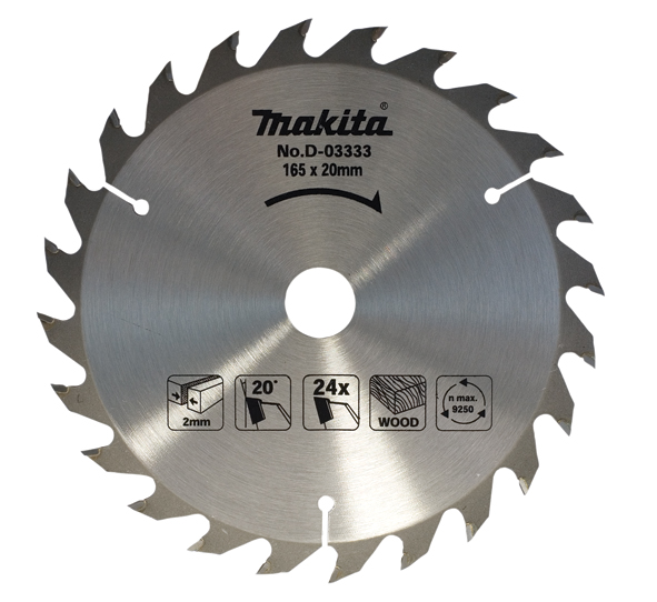 Sagblad for tre Makita; 165x20,0 mm; Z24; 20°