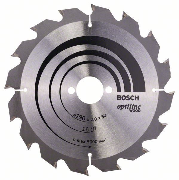 Sagblad for tre Bosch OPTILINE WOOD; 190x2x30,0 mm; Z16; 15°