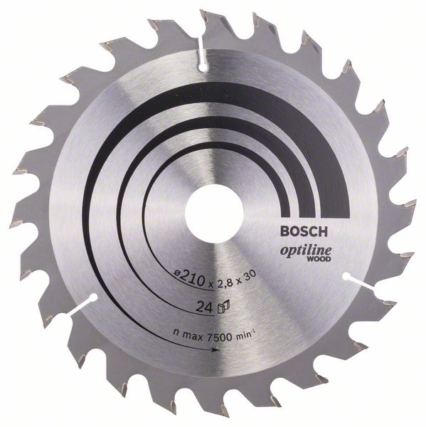 Sagblad for tre Bosch OPTILINE WOOD; 210x2,8x30,0 mm; Z24; 15°