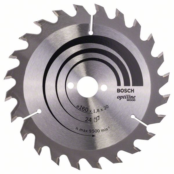 Sagblad for tre Bosch OPTILINE WOOD; 160x1,8x20,0 mm; Z24; 15°