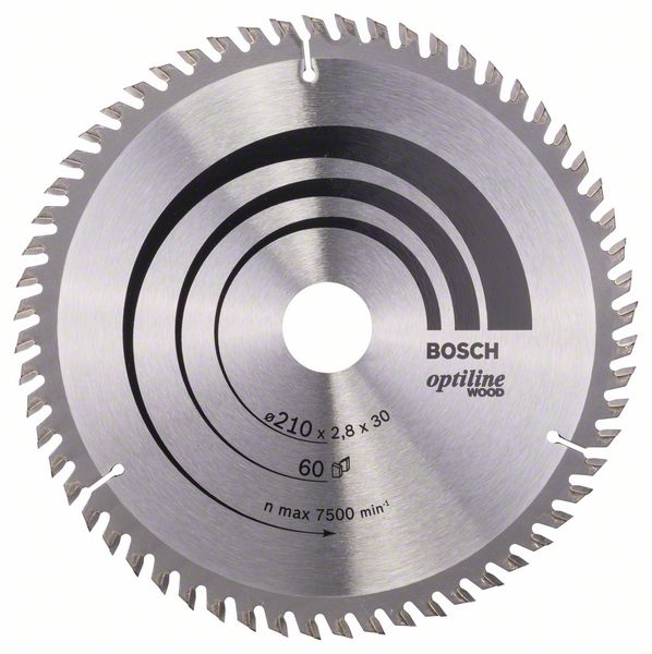 Sagblad for tre Bosch OPTILINE WOOD; 210x2,8x30,0 mm; Z60; 15°
