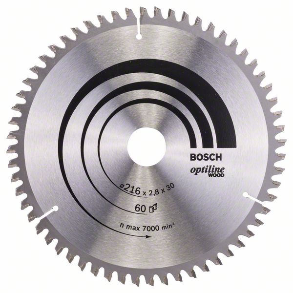 Sagblad for tre Bosch OPTILINE WOOD; 216x2,8x30,0 mm; Z60; -5°