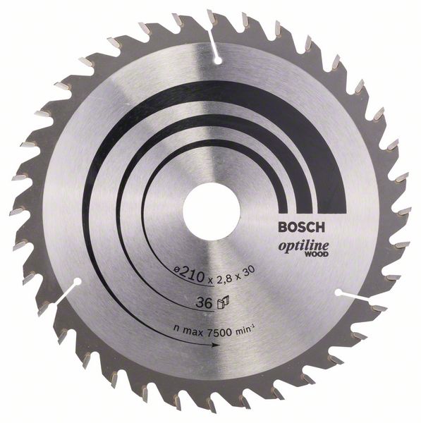 Sagblad for tre Bosch OPTILINE WOOD; 210x2,8x30,0 mm; Z36; 15°