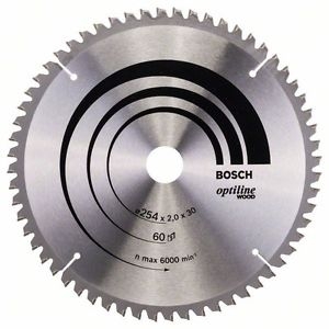 Sagblad for tre Bosch OPTILINE WOOD; 254x2x30,0 mm; Z60; -5°