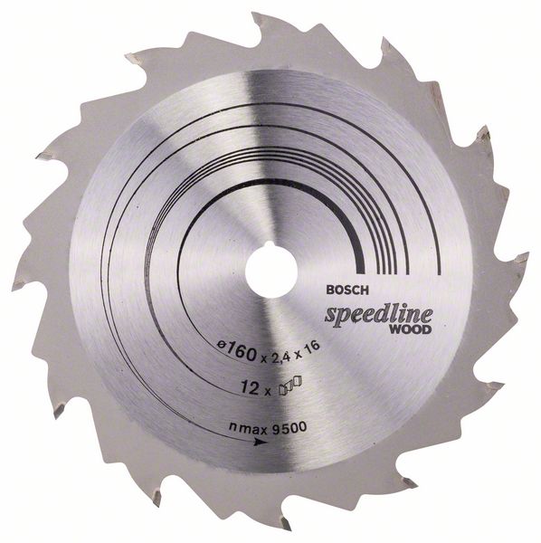 Sagblad for tre Bosch SPEEDLINE WOOD; 160x2,4x16,0 mm; Z12; 15°