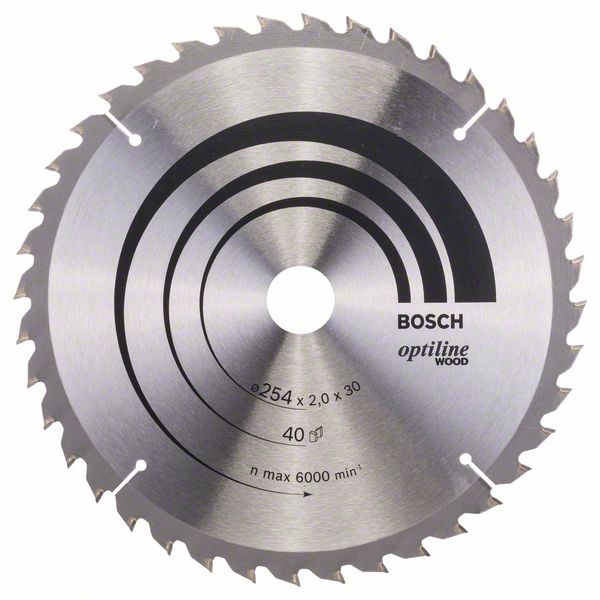 Sagblad for tre Bosch OPTILINE WOOD; 254x2x30,0 mm; Z40; 10°