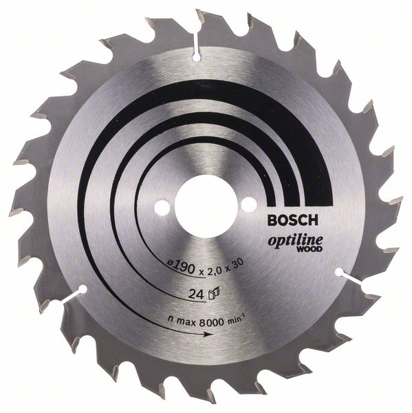 Sagblad for tre Bosch OPTILINE WOOD; 190x2x30,0 mm; Z24; 15°