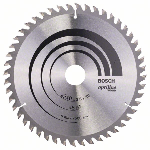 Sagblad for tre Bosch OPTILINE WOOD; 210x2,8x30,0 mm; Z48; 15°