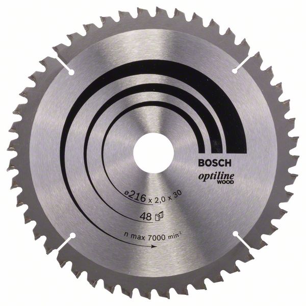 Sagblad for tre Bosch OPTILINE WOOD; 216x2x30,0 mm; Z48; -5°