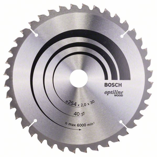 Sagblad for tre Bosch OPTILINE WOOD; 254x2x30,0 mm; Z40; -5°