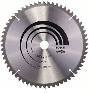Sagblad for tre Bosch OPTILINE WOOD; 305x2,5x30,0 mm; Z60; -5°