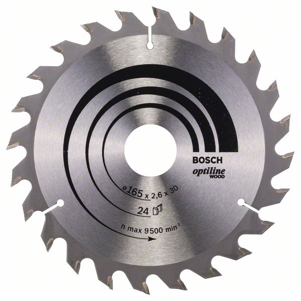 Sagblad for tre Bosch OPTILINE WOOD; 165x2,6x30,0 mm; Z24; 15°