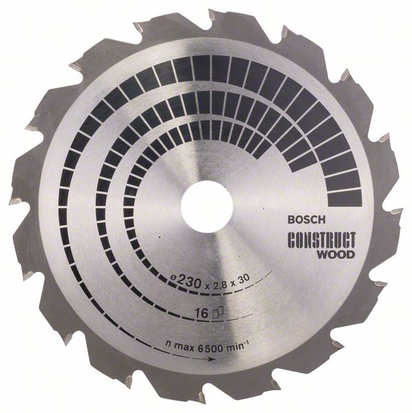 Sagblad for tre Bosch CONSTRUCT WOOD; 230x2,8x30,0 mm; Z16; 12°