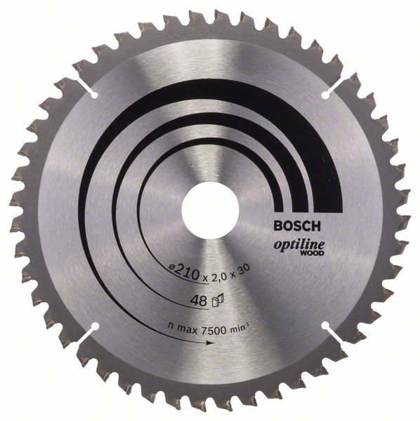 Sagblad for tre Bosch OPTILINE WOOD; 210x2x30,0 mm; Z48; 15°