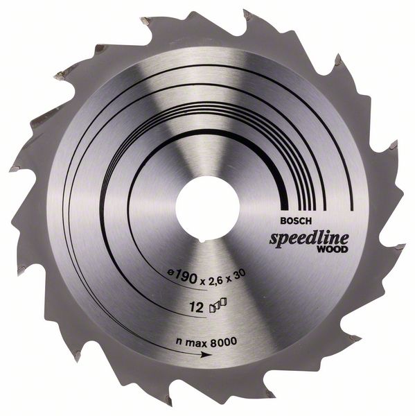 Sagblad for tre Bosch SPEEDLINE WOOD; 190x2,6x30,0 mm; Z12; 15°