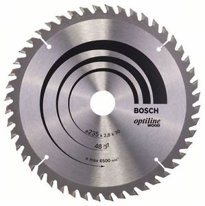 Sagblad for tre Bosch OPTILINE WOOD; 235x2,8x30,0 mm; Z48; 15°