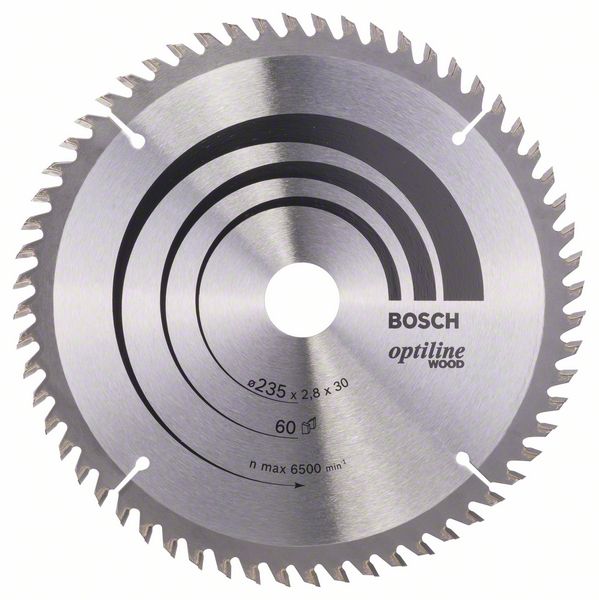 Sagblad for tre Bosch OPTILINE WOOD; 235x2,8x30,0 mm; Z60; 15°