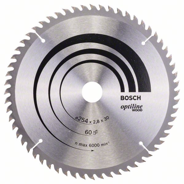 Sagblad for tre Bosch OPTILINE WOOD; 254x2,8x30,0 mm; Z60; -5°