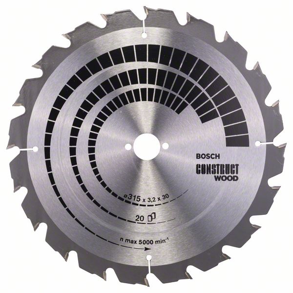 Sagblad for tre Bosch CONSTRUCT WOOD; 315x3,2x30,0 mm; Z20; 15°