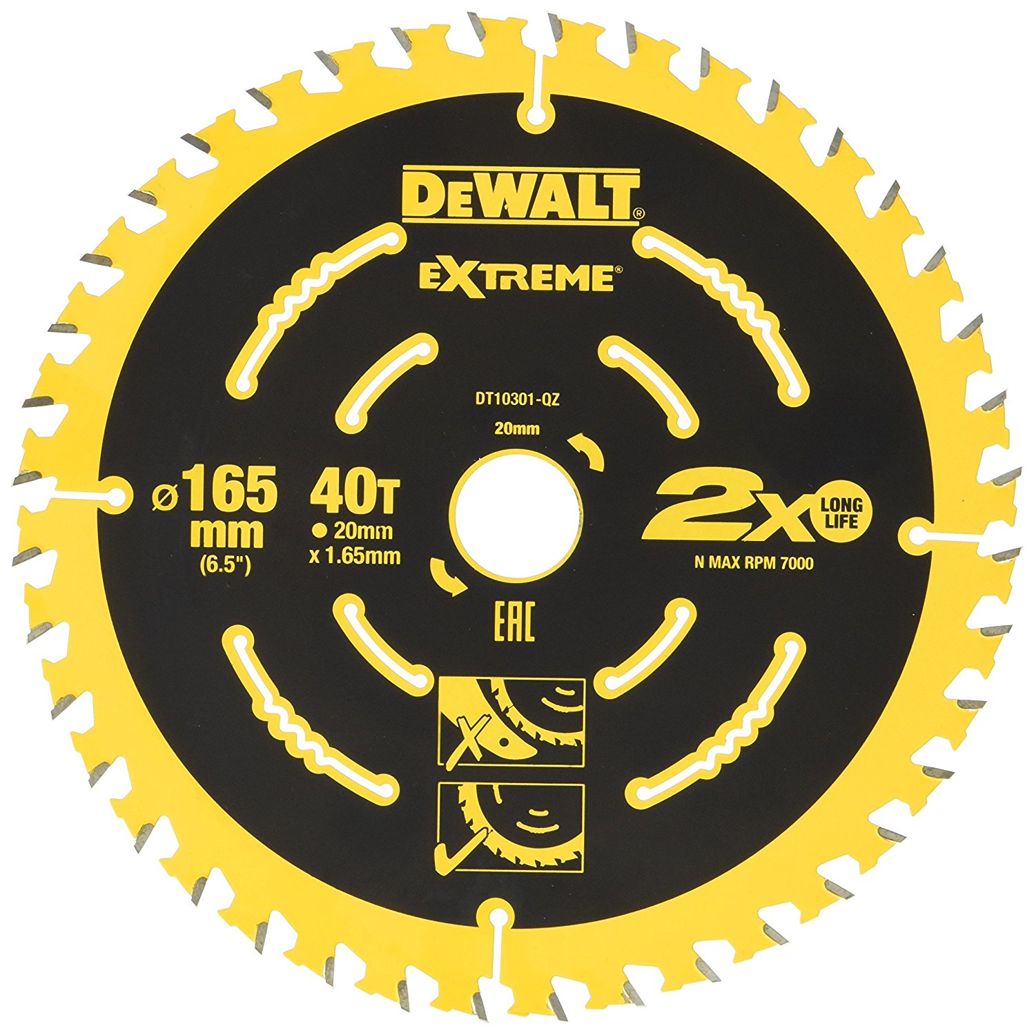 Sagblad for tre DeWalt; 165x1,65x20,0 mm; Z40; 18°