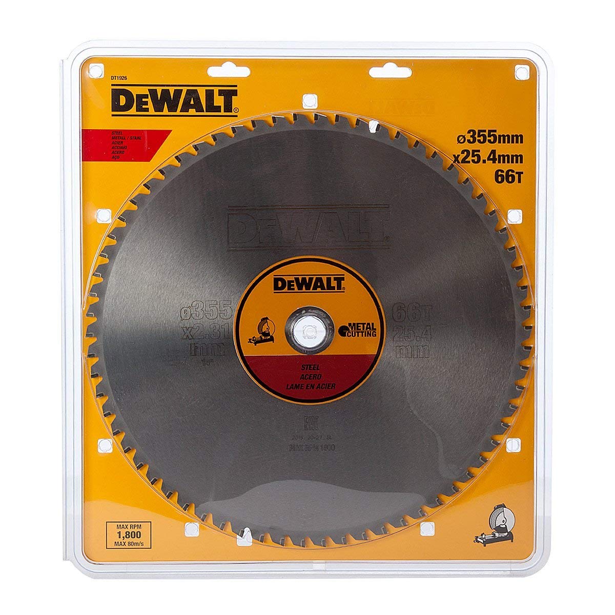 Sagblad for metall DeWalt; 355x2,31x25,4 mm; Z66; 1,5°