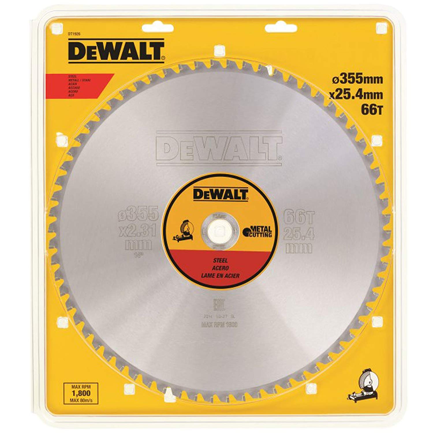 Sagblad for metall DeWalt; 355x2,31x25,4 mm; Z90; 1,5°