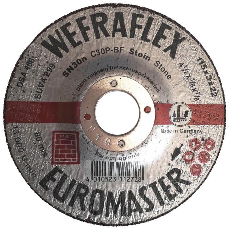 Abrasiv kappeskive Wefra; 115x3x22 mm For stein