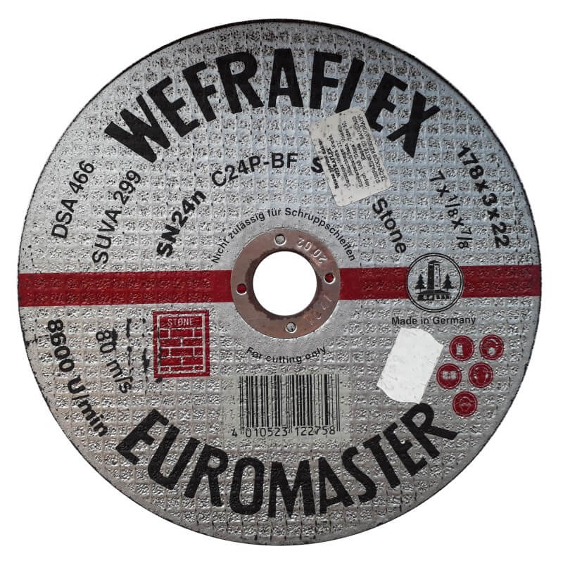 Abrasiv kappeskive Wefra; 178x3x22 mm For stein