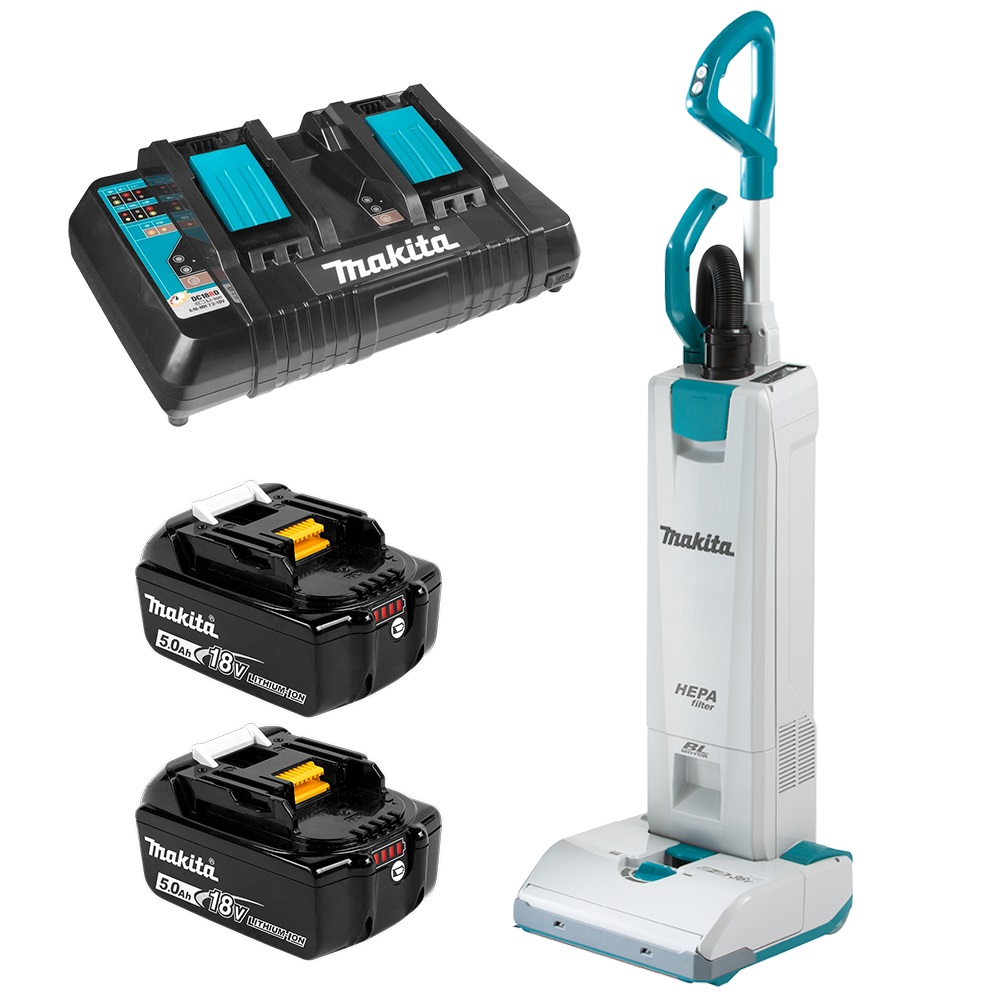 Batteridrevet støvsuger Makita DVC560PT2; 2x18 V; 2x5,0 Ah batt.