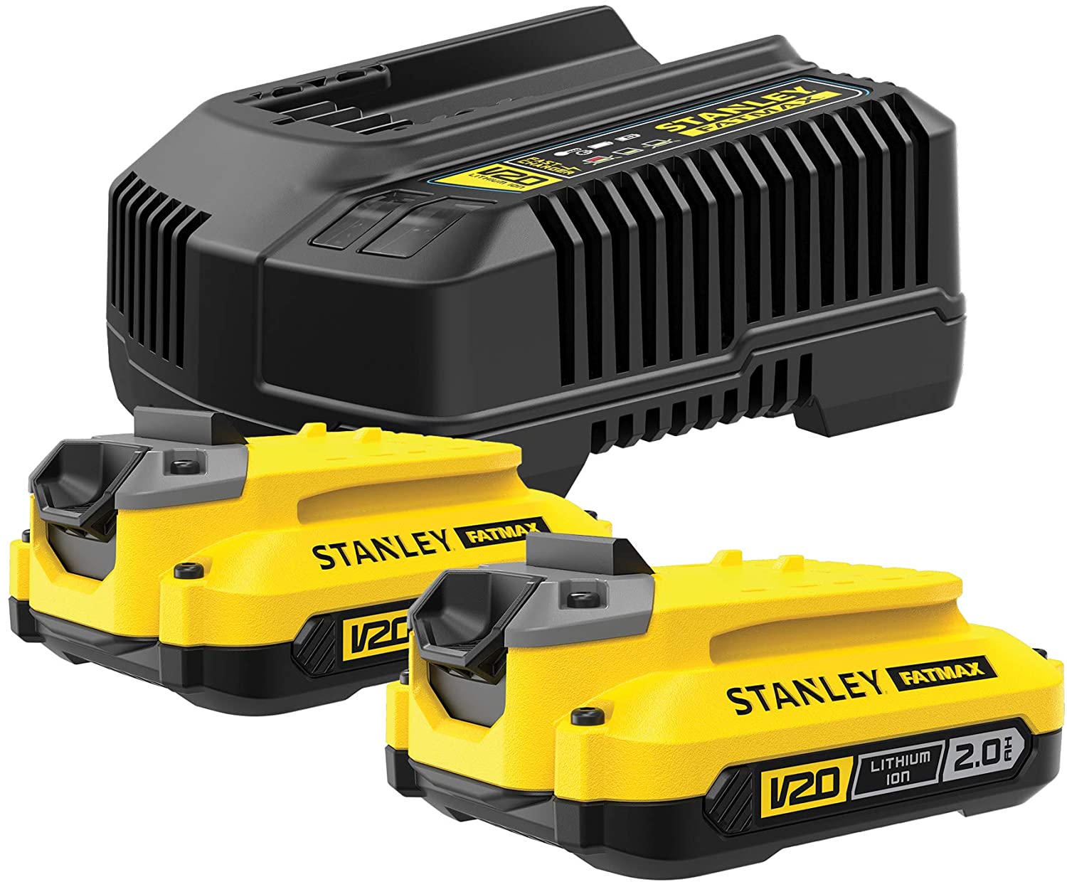Tilbehørsett Stanley Starter Set V20; 18 V; 2x2,0 Ah + lader