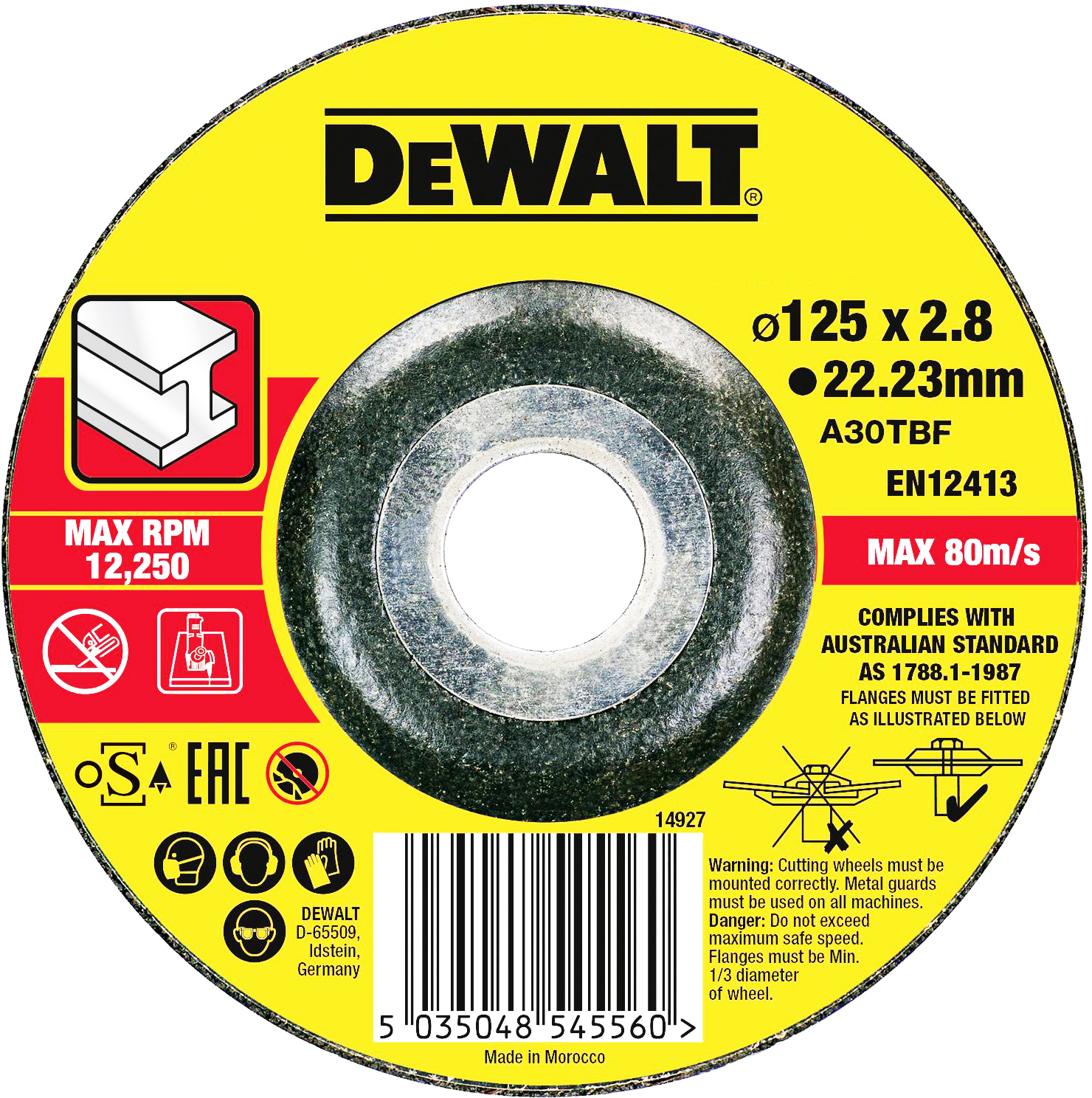Abrasiv kappeskive DeWalt DT43911-QZ; 125x2,8 mm