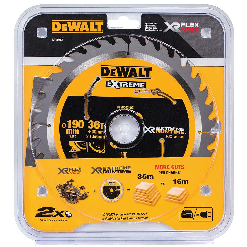 Sagblad for tre DeWalt XR Extreme; 190x1,55x30 mm; Z36