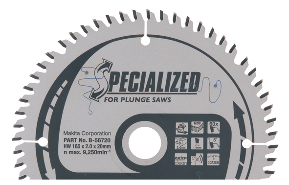 Sagblad for tre Makita; 165x2x20,0 mm; Z60; 5°