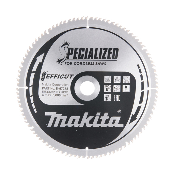 Sagblad for tre Makita EFFICUT; 305x2,15x30,0 mm; Z100; 10°