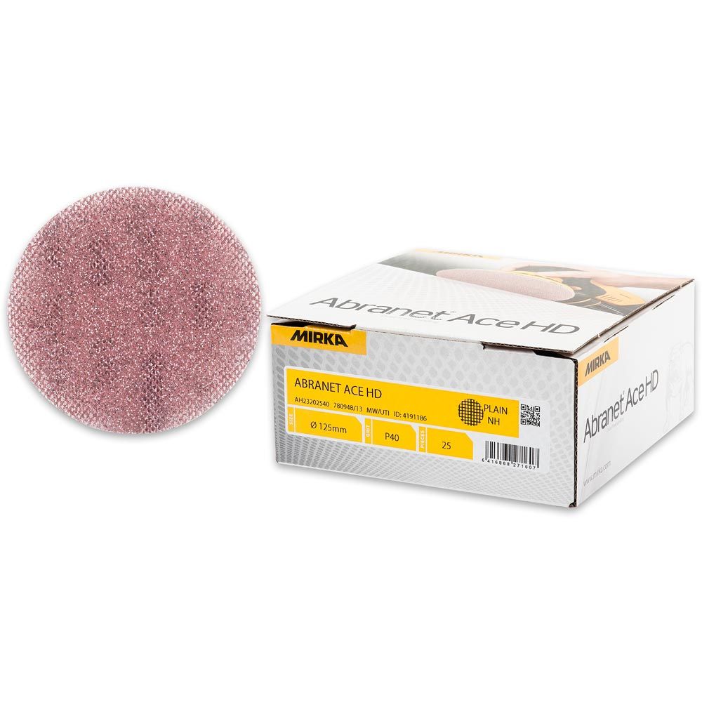 Nettmønstret slipepapir Mirka Abranet Ace HD AH23202540; 125 mm; P40