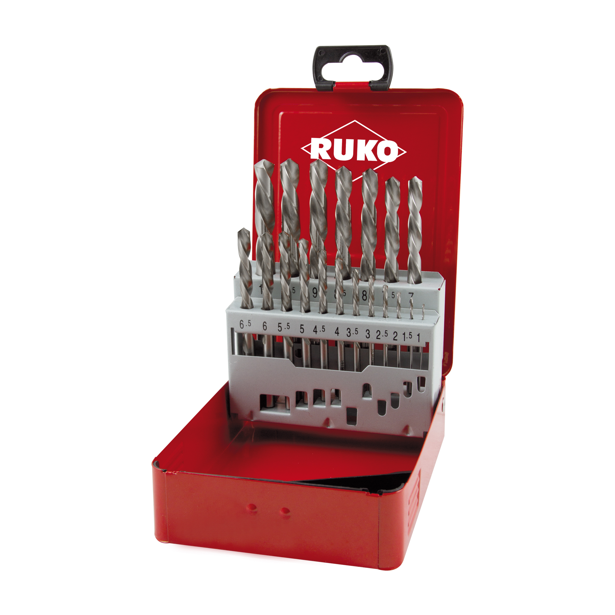 Borsett for metall RUKO 214214LI; DIN338; HSS-G; 19 stk