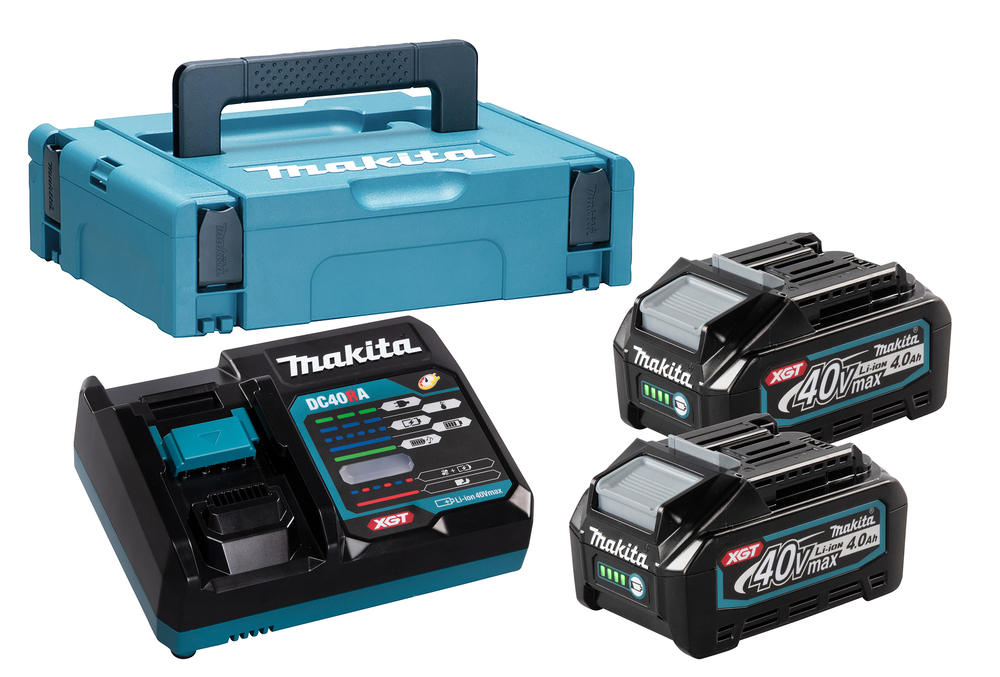 Tilbehørsett Makita 191J97-1; 40 V; 2x4,0 Ah batteri + lader DC40RA