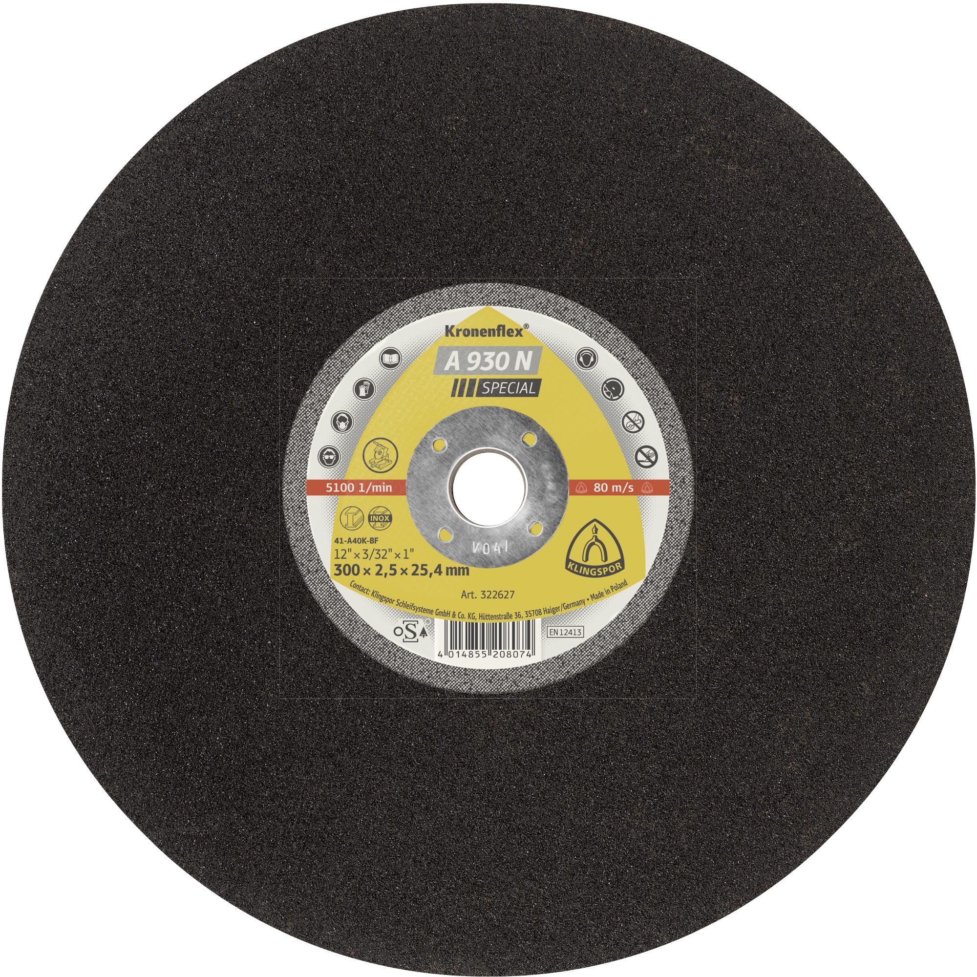Abrasiv kappeskive Klingspor A 930 N Special; 300x2,5 mm; 10 stk
