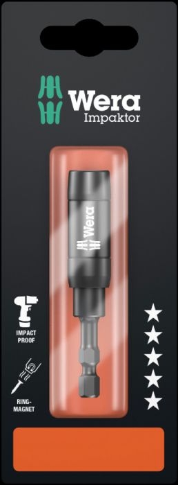Magnetisk bitsholder Wera 897/4 IMP R; 1/4''; 75 mm; 1 stk; blisterpakning