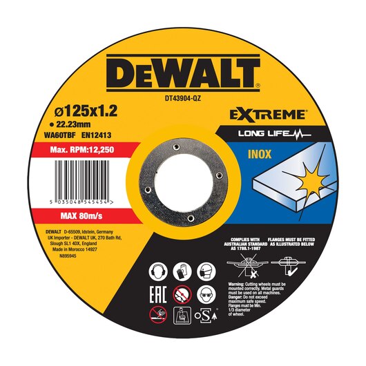 Abrasiv kappeskive DeWalt DT43904-QZ; 125x22,23 mm