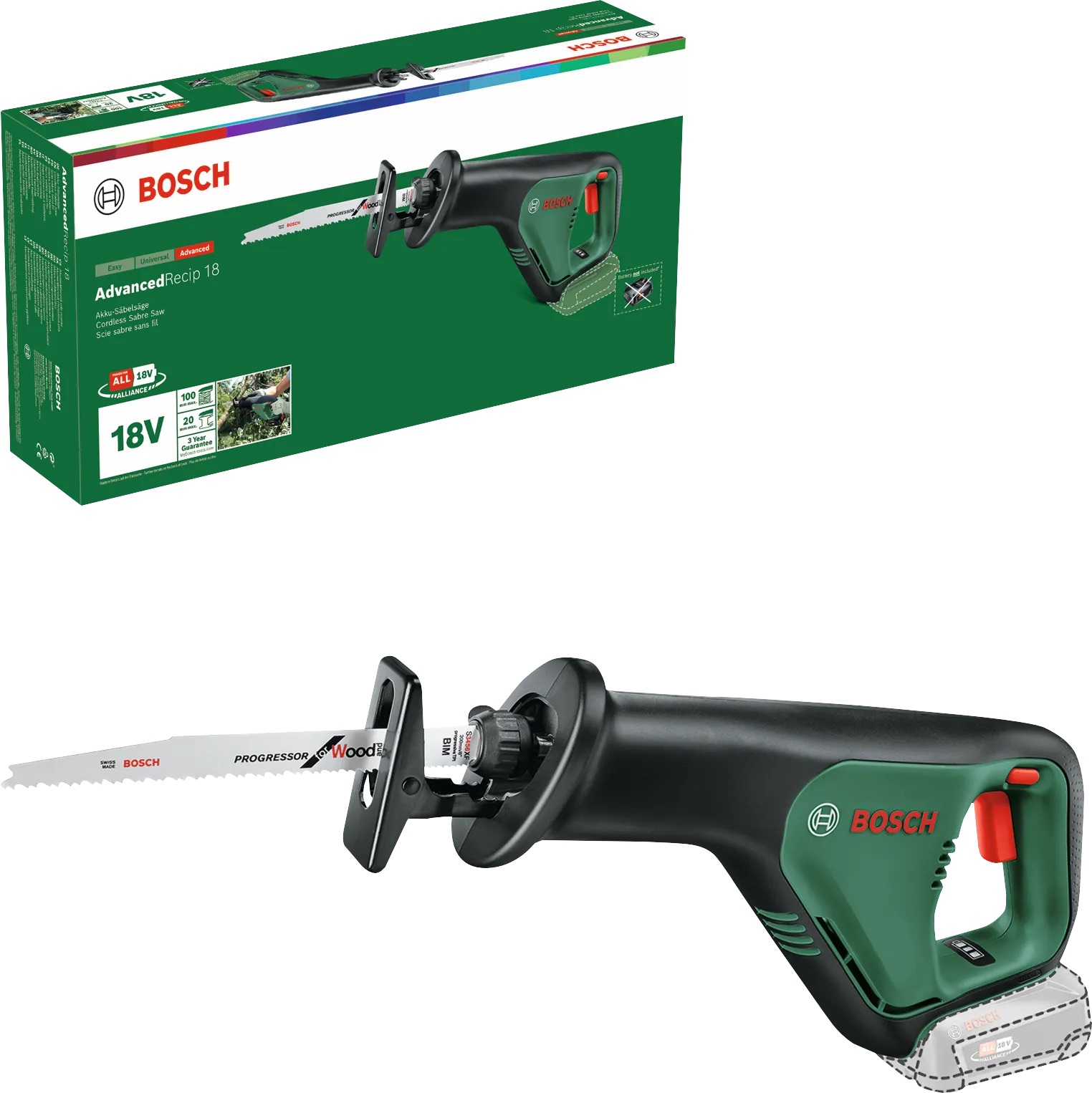Batteridrevet tigersag Bosch Advanced Grind 18; 18 V (uten batteri og lader)