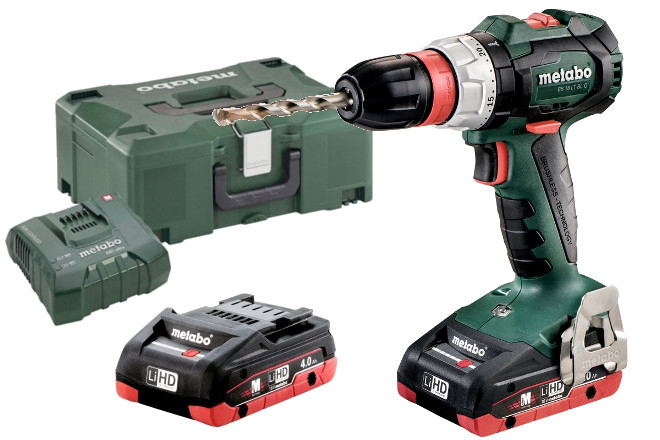 Batteridrevet borskrutrekker Metabo BS 18 LT BL Q; 18 V; 2x4,0 Ah batt.