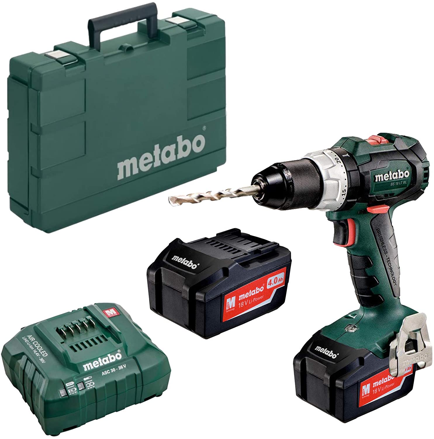 Batteridrevet borskrutrekker Metabo BS 18 LT BL; 18 V; 2x4,0 Ah batt.