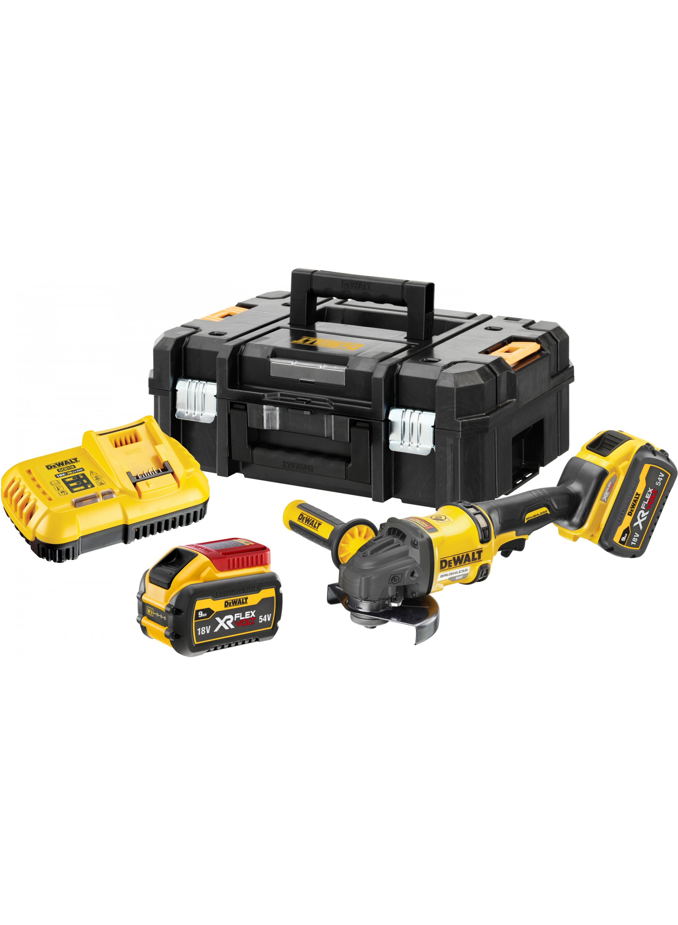 Vinkelsliper Dewalt DCG418X2-QW; 54 V; 2x9,0 Ah batt.