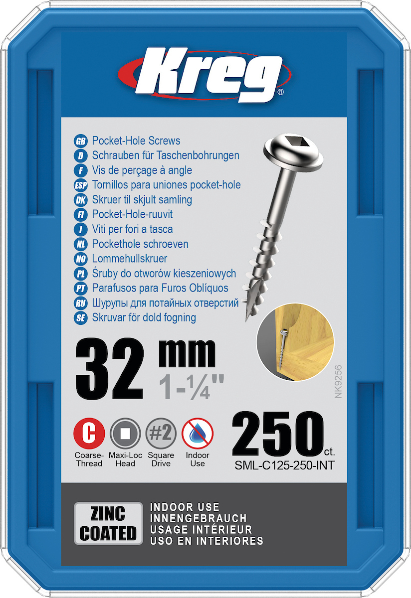 Treskru Kreg SML-C125; Maxi-Loc; 1,25''; 32 mm; 250 stk. stor tråd