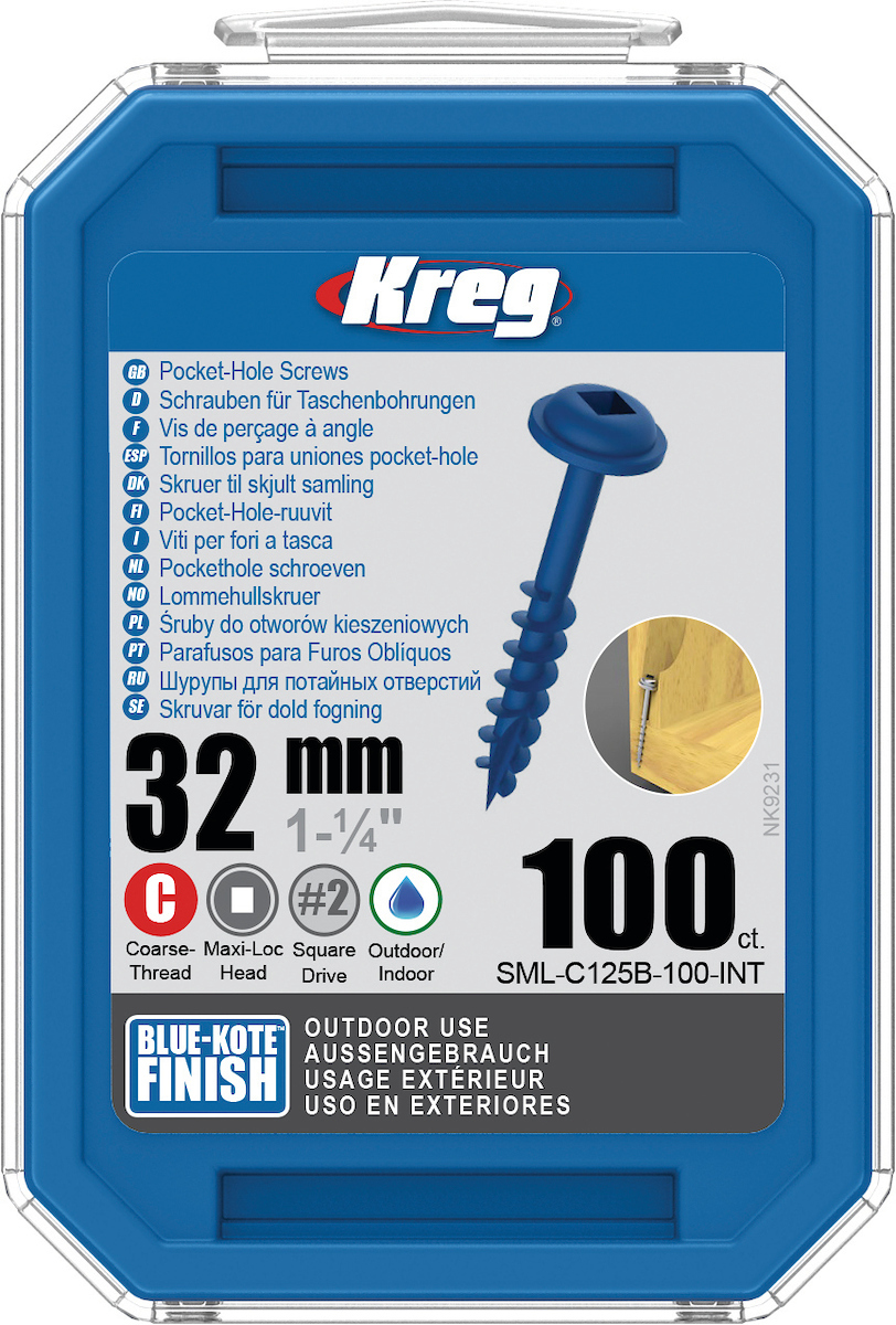 Treskru Kreg SML-C125B; Maxi-Loc; 1,25''; 32 mm; 100 stk. blå